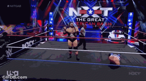 Man In Wrestling Ring With NXT GIF