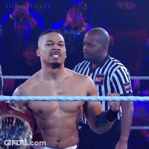 Man In Wrestling Ring With Referee And Tiffanyluv24 GIF