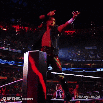 Man In Wrestling Ring With Titanyluv24 Watermark GIF