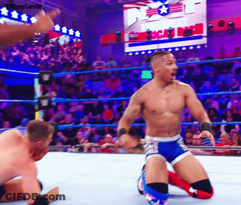 Man In Wrestling Ring With USA Sign GIF
