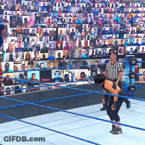 Man In Wrestling Ring With W Logo GIF