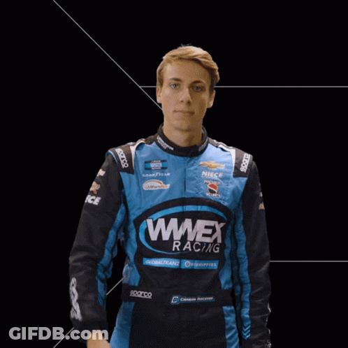 Man In Wrex Racing Jacket Pointing GIF