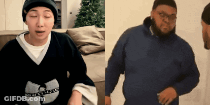 Man In Wu Tang Sweatshirt Beside Another Man GIF
