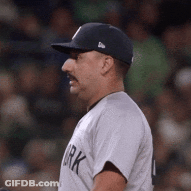 Man In Yankees Jersey And Hat GIF
