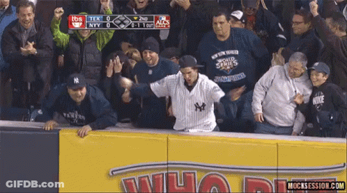 Man In Yankees Jersey Before Crowd GIF