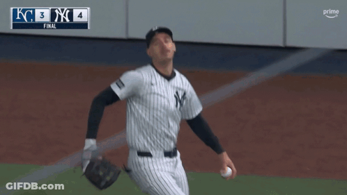 Man In Yankees Uniform Throwing Ball GIF