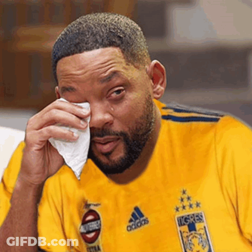 Man In Yellow Adidas Shirt Crying GIF