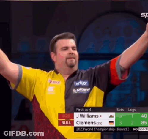 Man In Yellow And Black Shirt Arms Up GIF