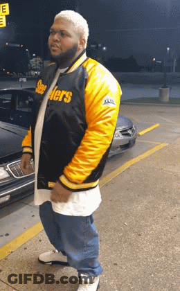 Man In Yellow And Black Steelers Jacket GIF
