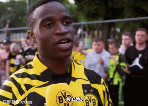 Man In Yellow And Black Striped BVB Shirt GIF