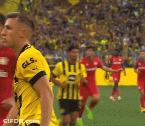 Man In Yellow And Black Striped Shirt With GLS GIF