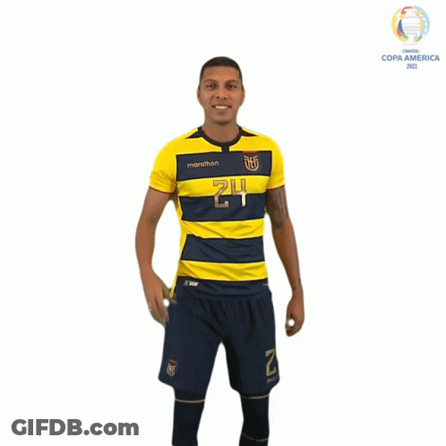 Man In Yellow And Blue Marathon Jersey GIF