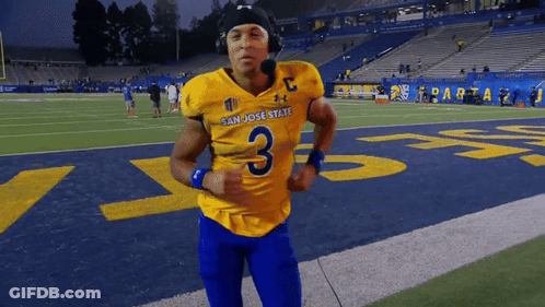 Man In Yellow And Blue San Jose State Jersey GIF