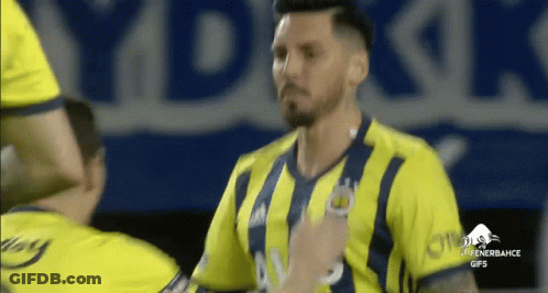 Man In Yellow And Blue Striped Fenerbahce Jersey GIF