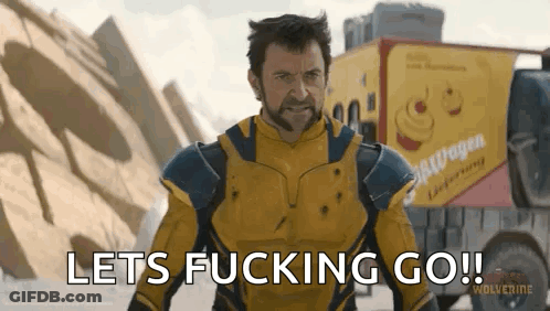 Man In Yellow And Blue Suit Lets Fucking Go! GIF