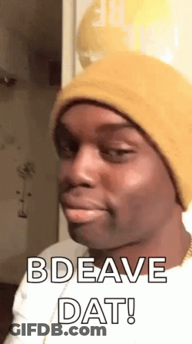 Man In Yellow Beanie Says Bdeave Dat GIF