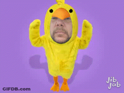 Man In Yellow Chicken Costume Dancing GIF