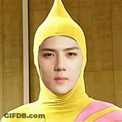 Man In Yellow Costume And Pink Stripe GIF