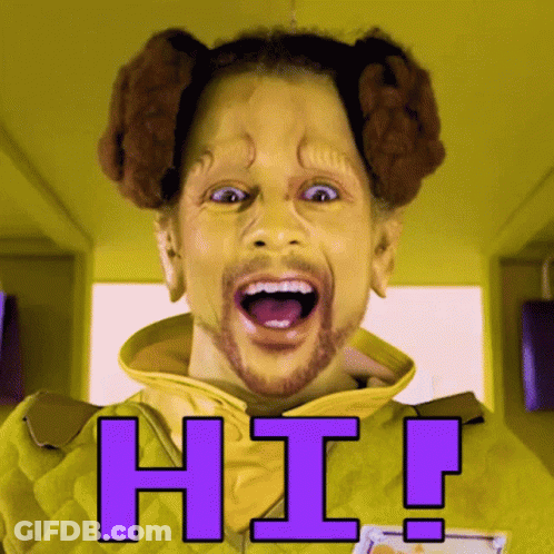 Man In Yellow Costume Says Hi GIF