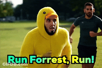 Man In Yellow Duck Costume Running Run Forrest Run GIF
