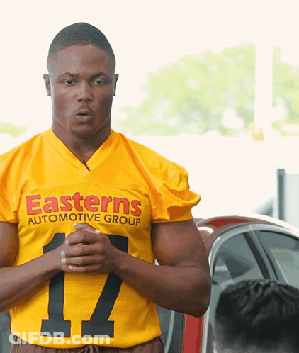 Man In Yellow Easterns Automotive Group Jersey GIF