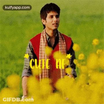 Man In Yellow Flowers Saying Cute Me GIF