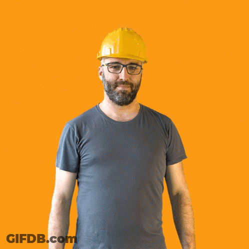 Man In Yellow Hard Hat And Glasses GIF