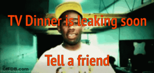 Man In Yellow Hat And White Shirt Says Tell A Friend GIF