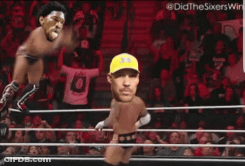 Man In Yellow Hat In Wrestling Ring GIF