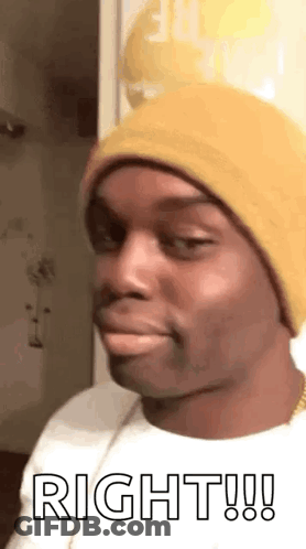 Man In Yellow Hat Saying Right GIF
