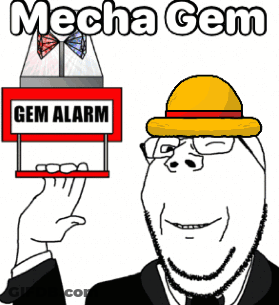 Man In Yellow Hat With Red Sign Gem Alarm GIF