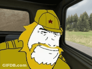 Man In Yellow Hat With Red Star GIF