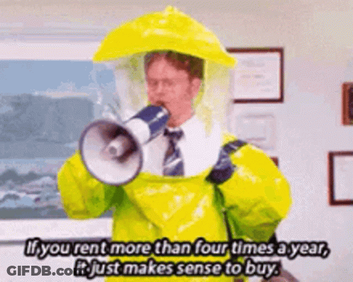 Man In Yellow Hazmat Suit Holding Megaphone GIF