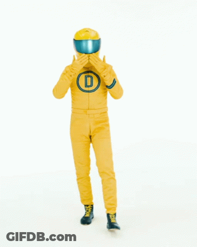 Man In Yellow Helmet In Front Of Thank You Message GIF