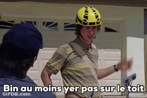 Man In Yellow Helmet Standing Next To Another GIF