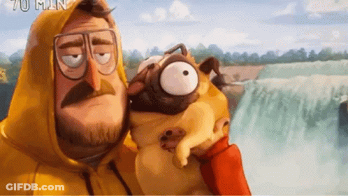 Man In Yellow Hoodie Holding Pug GIF