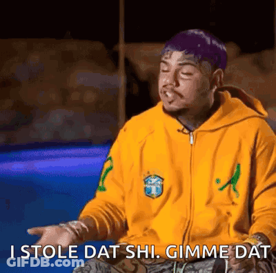 Man In Yellow Hoodie Saying I Stole Dat Shi Gimme Dat GIF