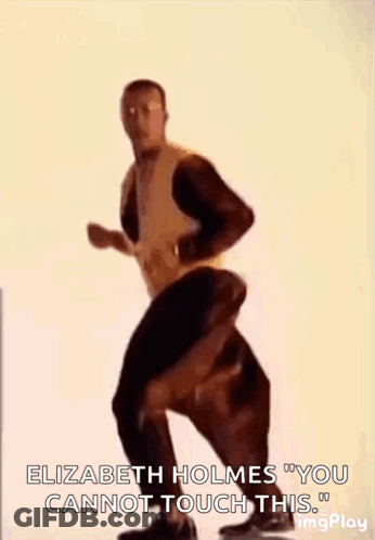 Man In Yellow Jacket Dancing Elizabeth Holmes You Cannot Touch This GIF