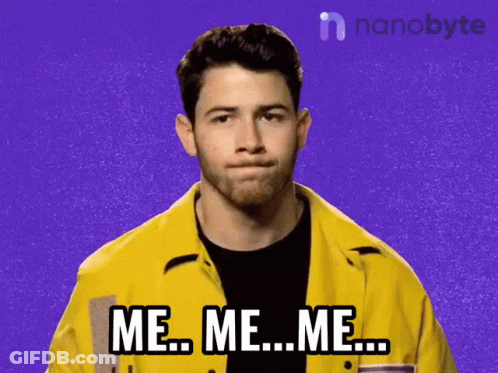Man In Yellow Jacket Saying Me Me Me GIF
