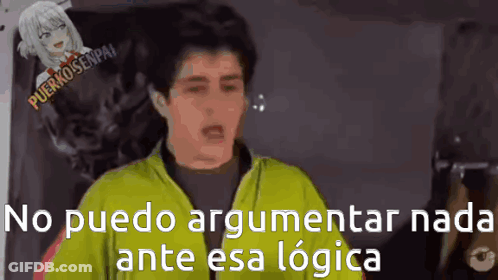 Man In Yellow Jacket Saying No Puedo Argumentar Nada Ante Esa Logica GIF