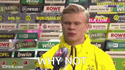 Man In Yellow Jacket Says Why Not GIF