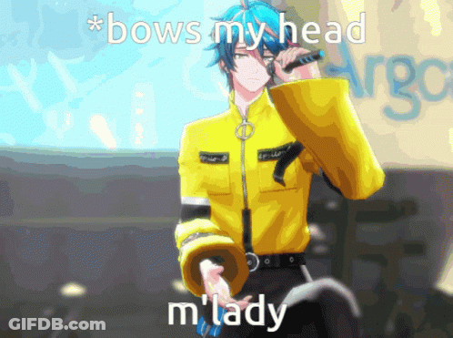 Man In Yellow Jacket Singing Bows My Head M' Lady GIF