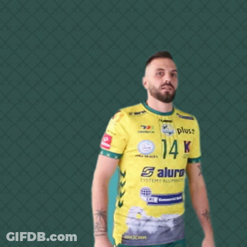 Man In Yellow Jersey Number 14 GIF