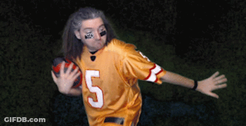 Man In Yellow Jersey Number 5 Throwing Football GIF