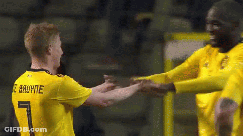 Man In Yellow Jersey Number 7 Shaking Hands GIF