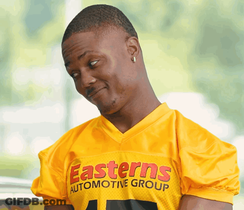 Man In Yellow Jersey Saying Easterns Automotive Group GIF