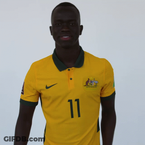 Man In Yellow Jersey With Australia GIF