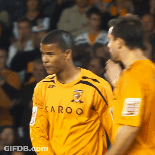 Man In Yellow Karoo Shirt Before Crowd GIF