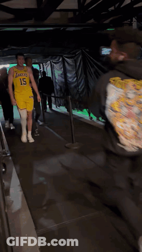 Man In Yellow Lakers Jersey 15 GIF