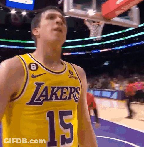 Man In Yellow Lakers Jersey Number 15 GIF